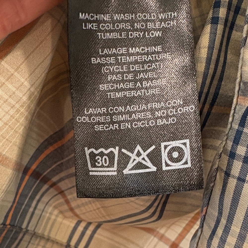 Men's Plaid Short Sleeve Shirt - Blue and Tan - Picture 6 of 7